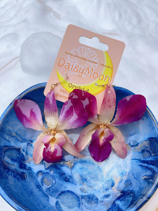 3D Orchid earrings-Pink