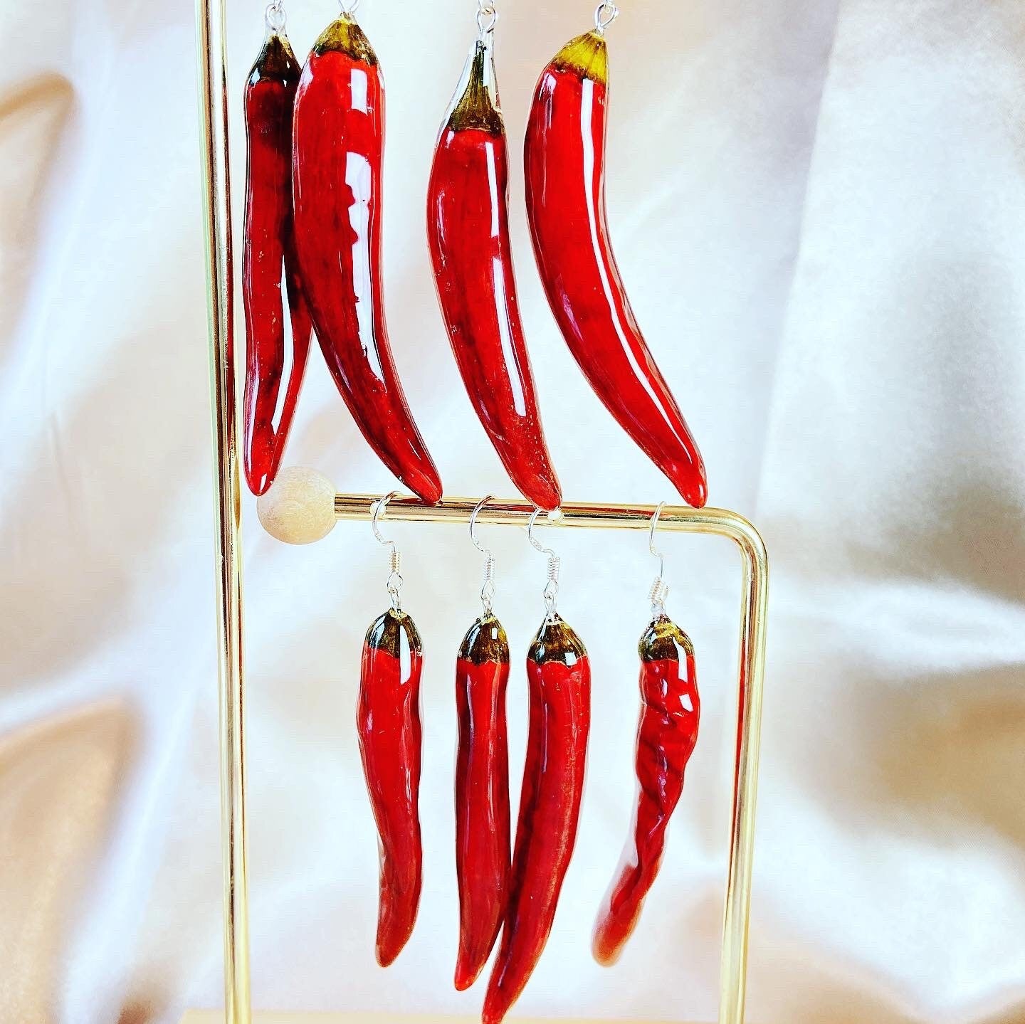 Dried Chili Pepper Resin Earrings