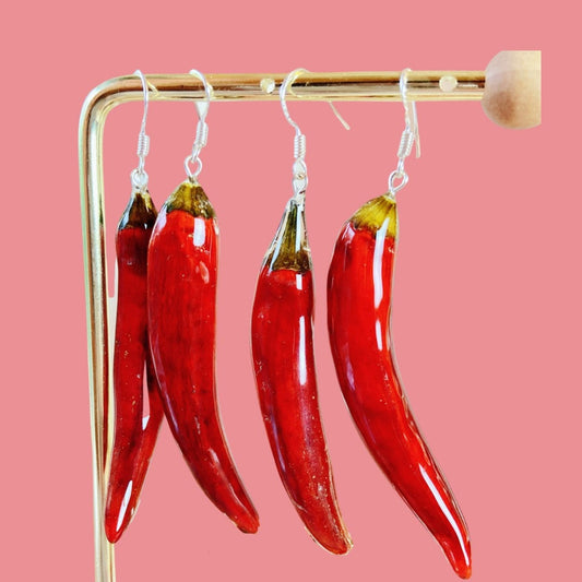 Dried Chili Pepper Resin Earrings