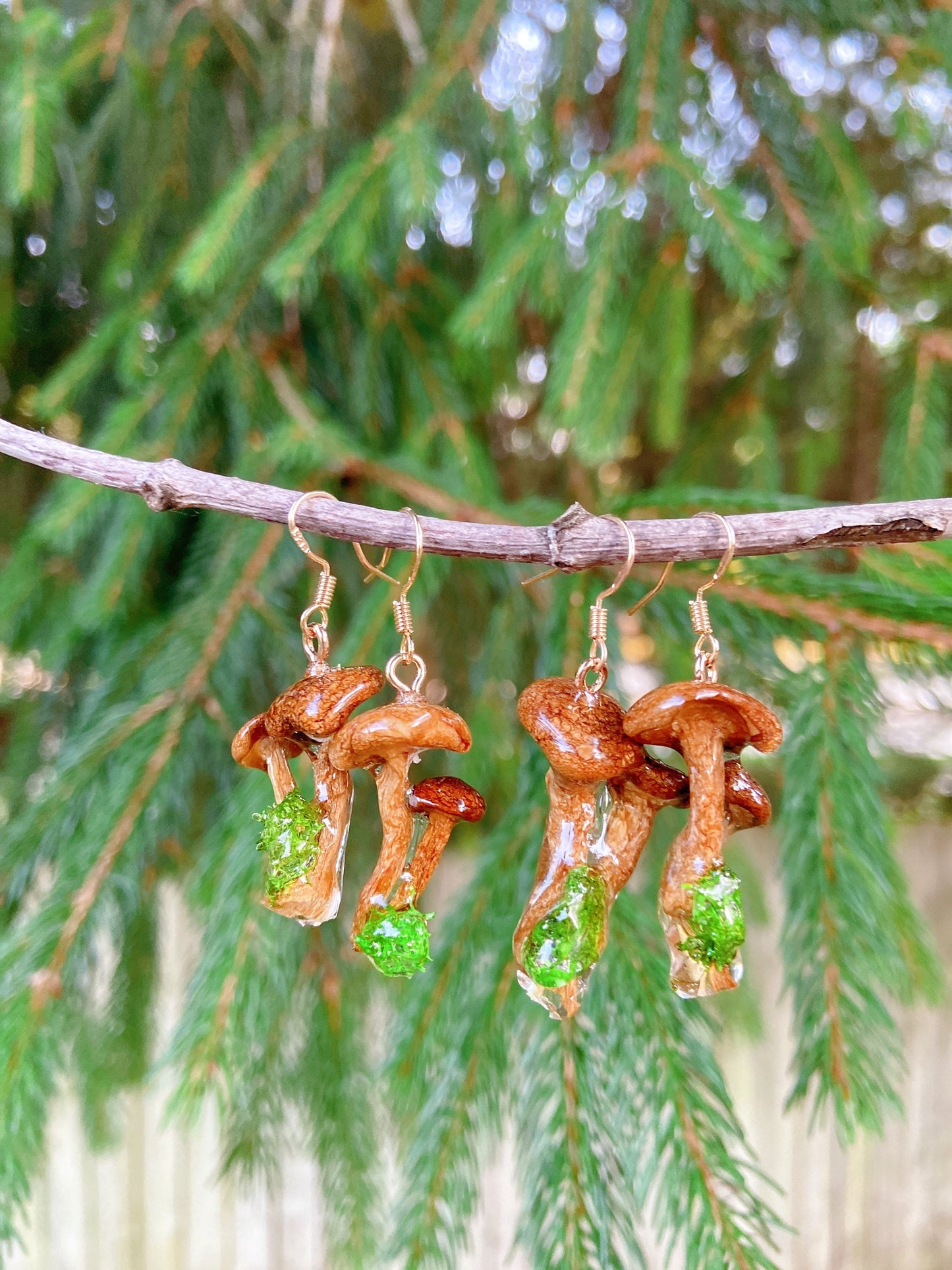 Mushroom & moss earrings