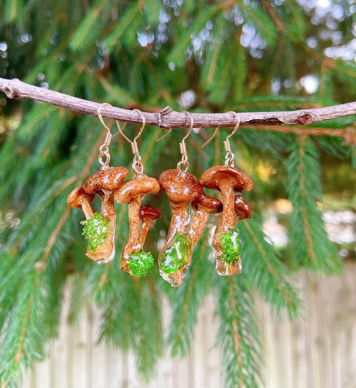 Mushroom & moss earrings